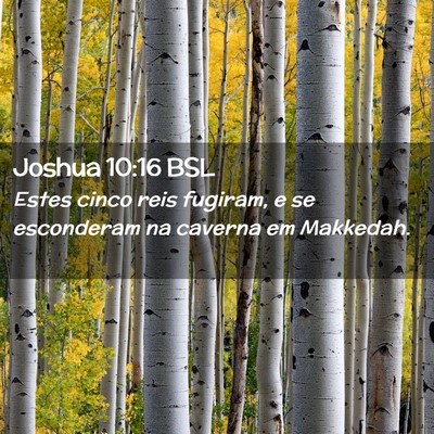 Picture 02 - Joshua 10:16 BSL - Estes cinco reis fugiram, e se esconderam na - Bible Verse Picture