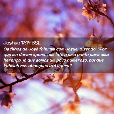 Picture 02 - Joshua 17:14 BSL - Os filhos de José falaram com Josué, dizendo: - Bible Verse Picture