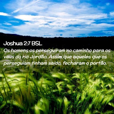 Picture 02 - Joshua 2:7 BSL - Os homens os perseguiram no caminho para os vaus - Bible Verse Picture