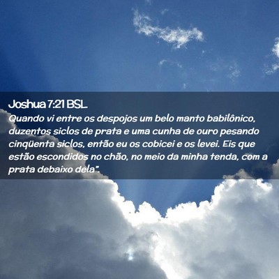 Picture 02 - Joshua 7:21 BSL - Quando vi entre os despojos um belo manto - Bible Verse Picture