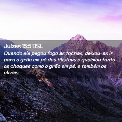Picture 02 - Juízes 15:5 BSL - Quando ele pegou fogo às tochas, deixou-as ir - Bible Verse Picture