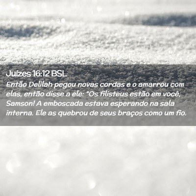 Picture 02 - Juízes 16:12 BSL - Então Delilah pegou novas cordas e o amarrou com - Bible Verse Picture