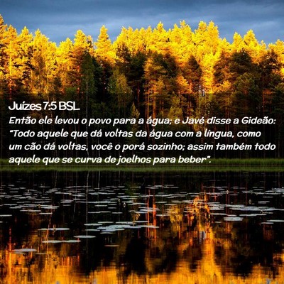 Picture 02 - Juízes 7:5 BSL - Então ele levou o povo para a água; e Javé - Bible Verse Picture