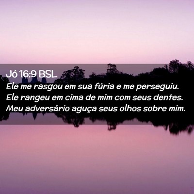 Picture 02 - Jó 16:9 BSL - Ele me rasgou em sua fúria e me perseguiu. Ele - Bible Verse Picture