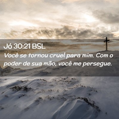 Picture 02 - Jó 30:21 BSL - Você se tornou cruel para mim. Com o poder de - Bible Verse Picture