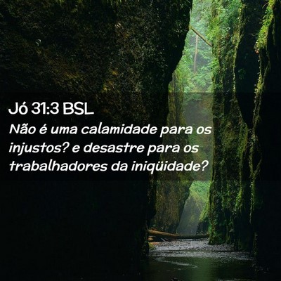 Picture 02 - Jó 31:3 BSL - Não é uma calamidade para os injustos? e - Bible Verse Picture