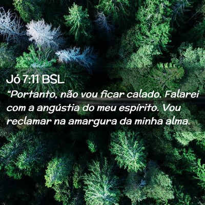 Picture 02 - Jó 7:11 BSL - “Portanto, não vou ficar calado. Falarei com a - Bible Verse Picture