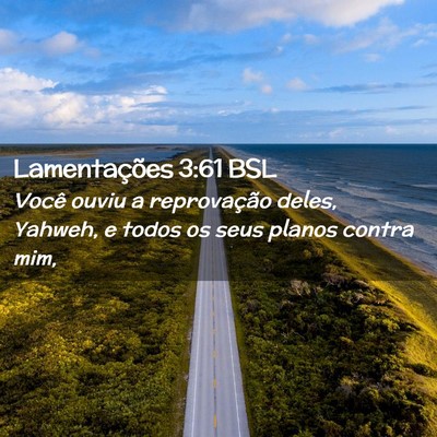 Picture 02 - Lamentações 3:61 BSL - Você ouviu a reprovação deles, Yahweh, e todos - Bible Verse Picture