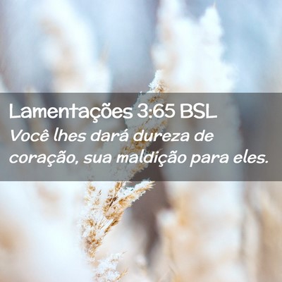 Picture 02 - Lamentações 3:65 BSL - Você lhes dará dureza de coração, sua - Bible Verse Picture