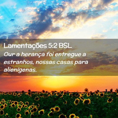 Picture 02 - Lamentações 5:2 BSL - Our a herança foi entregue a estranhos, nossas - Bible Verse Picture