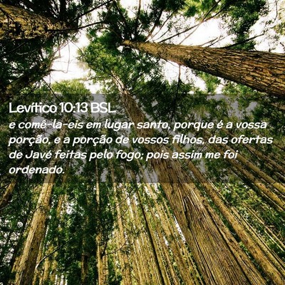 Picture 02 - Levítico 10:13 BSL - e comê-la-eis em lugar santo, porque é a vossa - Bible Verse Picture