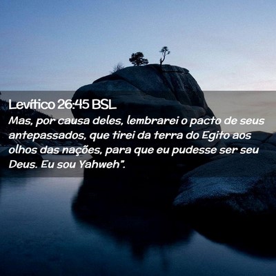 Picture 02 - Levítico 26:45 BSL - Mas, por causa deles, lembrarei o pacto de seus - Bible Verse Picture