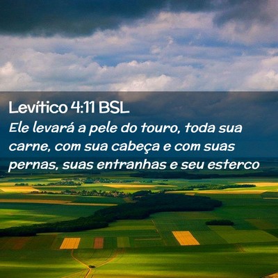 Picture 02 - Levítico 4:11 BSL - Ele levará a pele do touro, toda sua carne, com - Bible Verse Picture