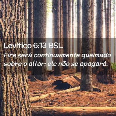 Picture 02 - Levítico 6:13 BSL - Fire será continuamente queimado sobre o altar; - Bible Verse Picture
