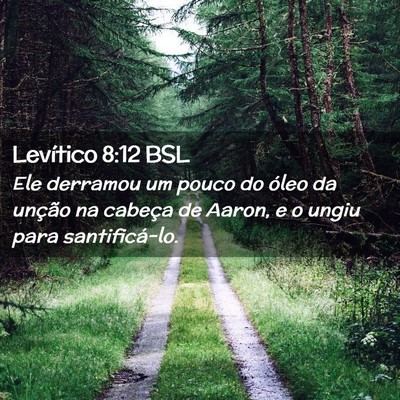 Picture 02 - Levítico 8:12 BSL - Ele derramou um pouco do óleo da unção na - Bible Verse Picture