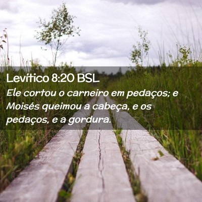 Picture 02 - Levítico 8:20 BSL - Ele cortou o carneiro em pedaços; e Moisés - Bible Verse Picture