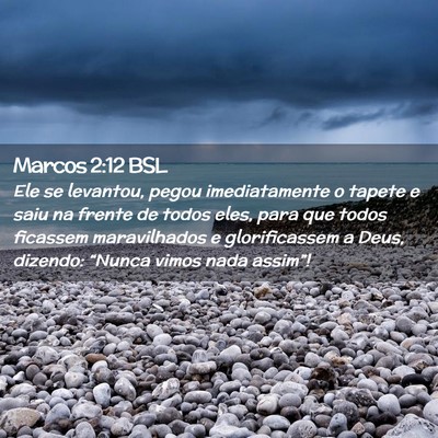 Picture 02 - Marcos 2:12 BSL - Ele se levantou, pegou imediatamente o tapete e - Bible Verse Picture