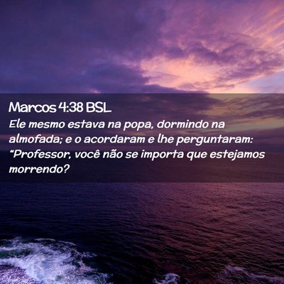 Picture 02 - Marcos 4:38 BSL - Ele mesmo estava na popa, dormindo na almofada; e - Bible Verse Picture