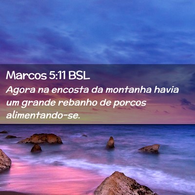 Picture 02 - Marcos 5:11 BSL - Agora na encosta da montanha havia um grande - Bible Verse Picture