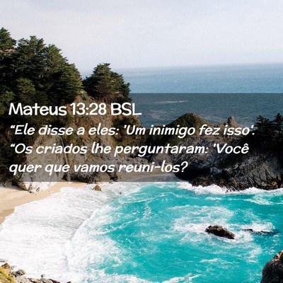 Picture 02 - Mateus 13:28 BSL - “Ele disse a eles: 'Um inimigo fez isso'. “Os - Bible Verse Picture