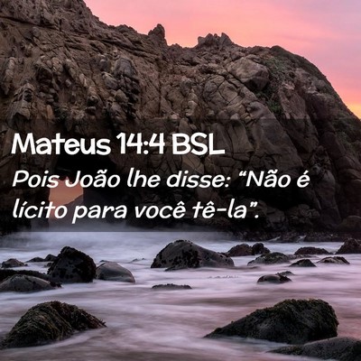 Picture 02 - Mateus 14:4 BSL - Pois João lhe disse: “Não é lícito para - Bible Verse Picture