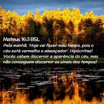 Picture 02 - Mateus 16:3 BSL - Pela manhã, 'Hoje vai fazer mau tempo, pois o - Bible Verse Picture