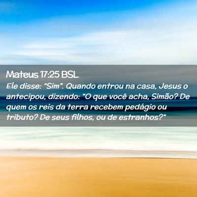 Picture 02 - Mateus 17:25 BSL - Ele disse: “Sim”. Quando entrou na casa, - Bible Verse Picture