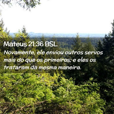Picture 02 - Mateus 21:36 BSL - Novamente, ele enviou outros servos mais do que - Bible Verse Picture