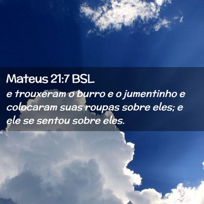 Picture 02 - Mateus 21:7 BSL - e trouxeram o burro e o jumentinho e colocaram - Bible Verse Picture