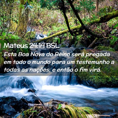 Picture 02 - Mateus 24:14 BSL - Esta Boa Nova do Reino será pregada em todo o - Bible Verse Picture