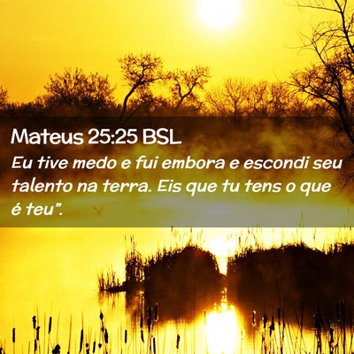 Picture 02 - Mateus 25:25 BSL - Eu tive medo e fui embora e escondi seu talento - Bible Verse Picture