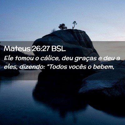Picture 02 - Mateus 26:27 BSL - Ele tomou o cálice, deu graças e deu a eles, - Bible Verse Picture
