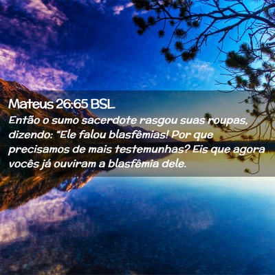 Picture 02 - Mateus 26:65 BSL - Então o sumo sacerdote rasgou suas roupas, - Bible Verse Picture