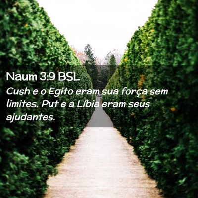 Picture 02 - Naum 3:9 BSL - Cush e o Egito eram sua força sem limites. Put e - Bible Verse Picture