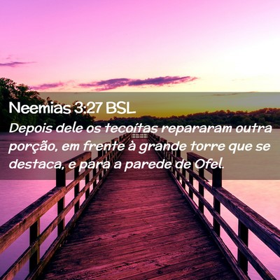 Picture 02 - Neemias 3:27 BSL - Depois dele os tecoítas repararam outra - Bible Verse Picture