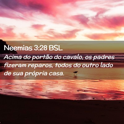 Picture 02 - Neemias 3:28 BSL - Acima do portão do cavalo, os padres fizeram - Bible Verse Picture