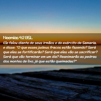 Picture 02 - Neemias 4:2 BSL - Ele falou diante de seus irmãos e do exército - Bible Verse Picture