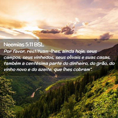 Picture 02 - Neemias 5:11 BSL - Por favor, restituam-lhes, ainda hoje, seus - Bible Verse Picture