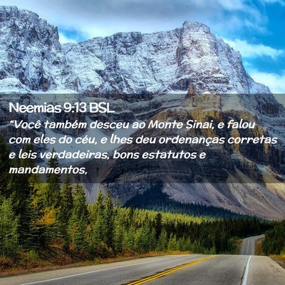 Picture 02 - Neemias 9:13 BSL - “Você também desceu ao Monte Sinai, e falou - Bible Verse Picture