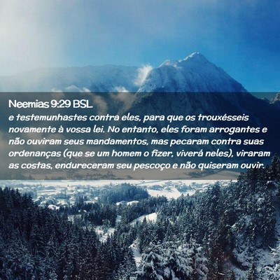 Picture 02 - Neemias 9:29 BSL - e testemunhastes contra eles, para que os - Bible Verse Picture
