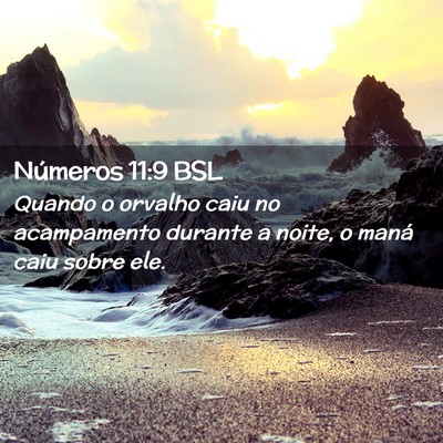 Picture 02 - Números 11:9 BSL - Quando o orvalho caiu no acampamento durante a - Bible Verse Picture