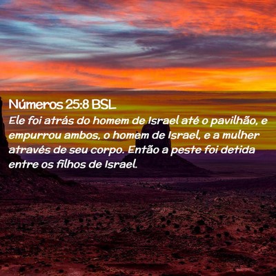Picture 02 - Números 25:8 BSL - Ele foi atrás do homem de Israel até o - Bible Verse Picture
