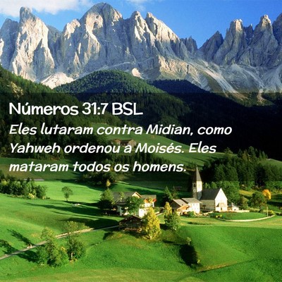 Picture 02 - Números 31:7 BSL - Eles lutaram contra Midian, como Yahweh ordenou a - Bible Verse Picture