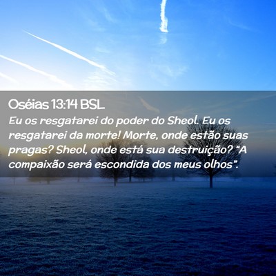 Picture 02 - Oséias 13:14 BSL - Eu os resgatarei do poder do Sheol. Eu os - Bible Verse Picture