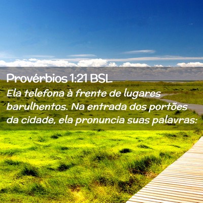 Picture 02 - Provérbios 1:21 BSL - Ela telefona à frente de lugares barulhentos. Na - Bible Verse Picture