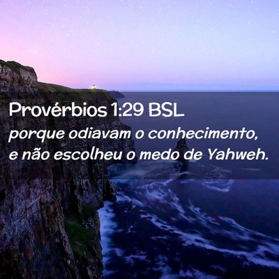 Picture 02 - Provérbios 1:29 BSL - porque odiavam o conhecimento, e não escolheu o - Bible Verse Picture