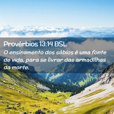 Picture 02 - Provérbios 13:14 BSL - O ensinamento dos sábios é uma fonte de vida, - Bible Verse Picture