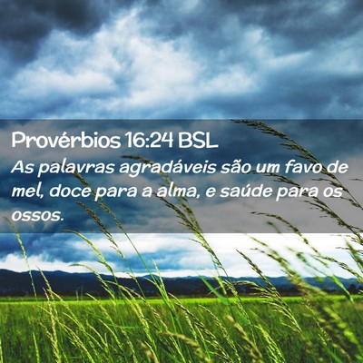 Picture 02 - Provérbios 16:24 BSL - As palavras agradáveis são um favo de mel, doce - Bible Verse Picture