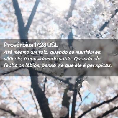 Picture 02 - Provérbios 17:28 BSL - Até mesmo um tolo, quando se mantém em - Bible Verse Picture