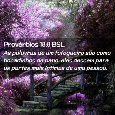 Picture 02 - Provérbios 18:8 BSL - As palavras de um fofoqueiro são como bocadinhos - Bible Verse Picture